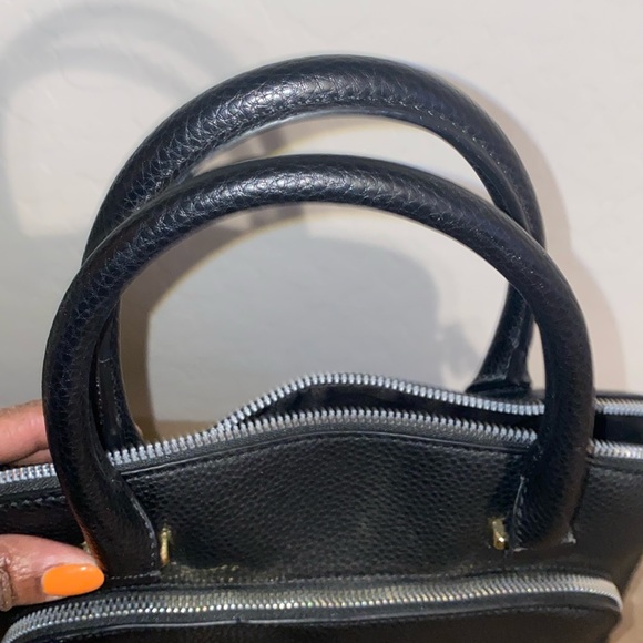 Nanette Lepore Black Pebbled Leather Dome Satchel EUC - Picture 14 of 15